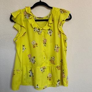 Yellow blouse with flower print